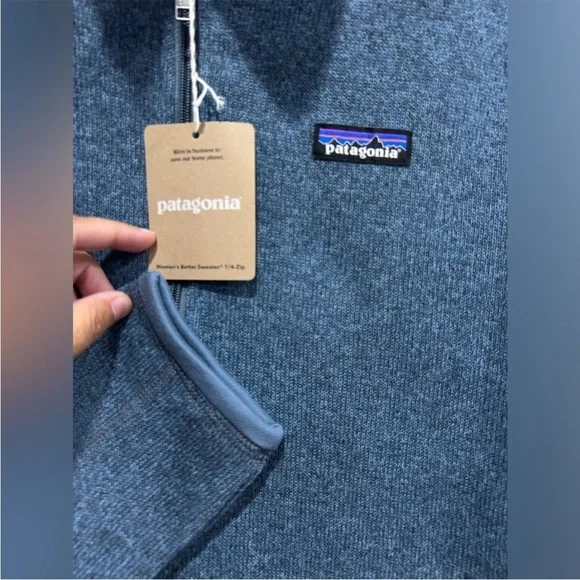 Patagonia Women's Large Better Sweater 1/4 Zip Pullover Utility Blue NWT - Picture 4 of 6